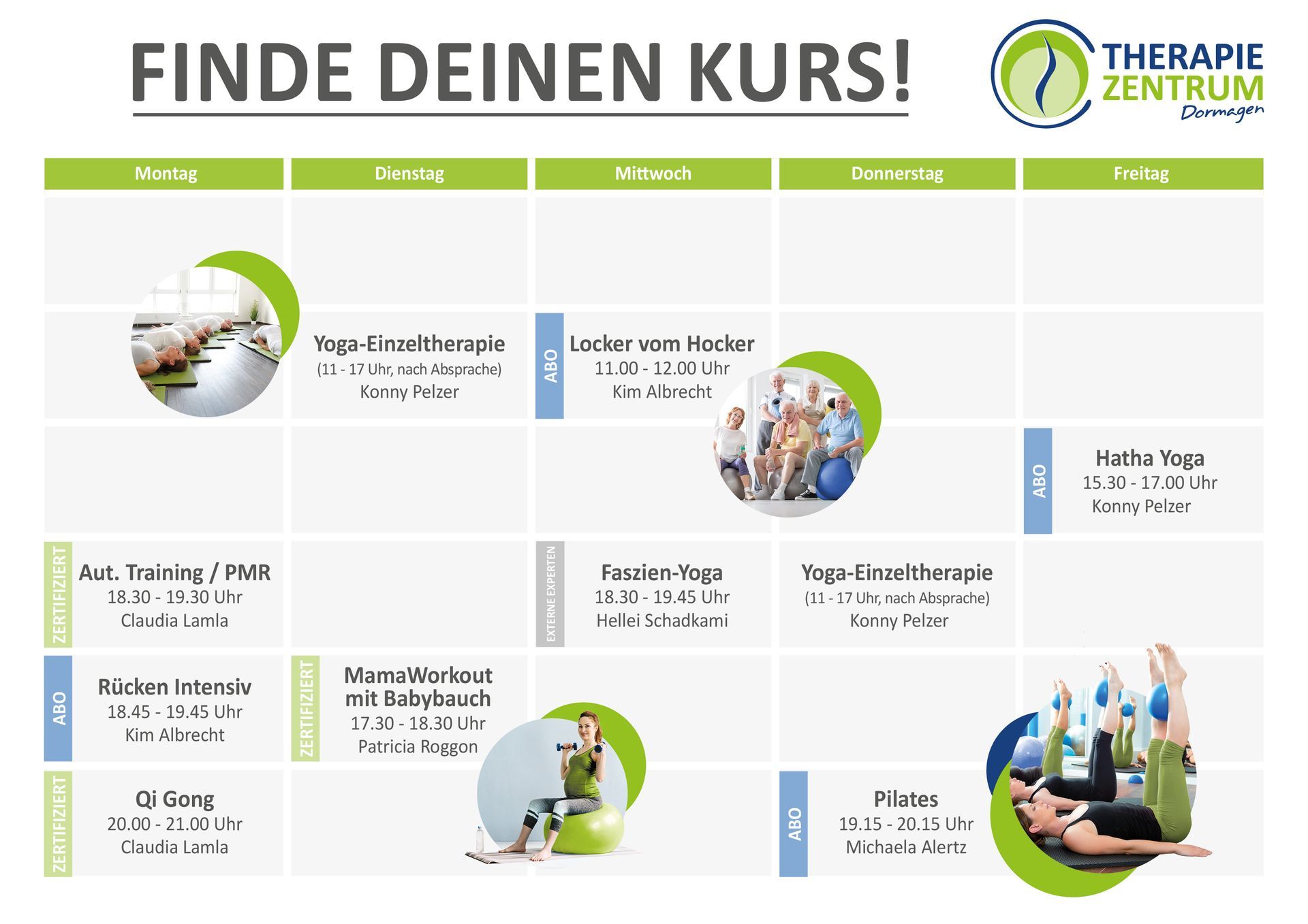 Aktueller Kursplan November 2024 des Therapiezentrum Dormagen